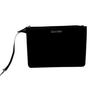 Calvin Klein Black Leather Wallet Bag Pouch Wristlet